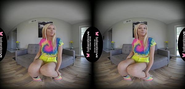  Solo blonde, Carolina Sweets is rubbing her cunt, in VR